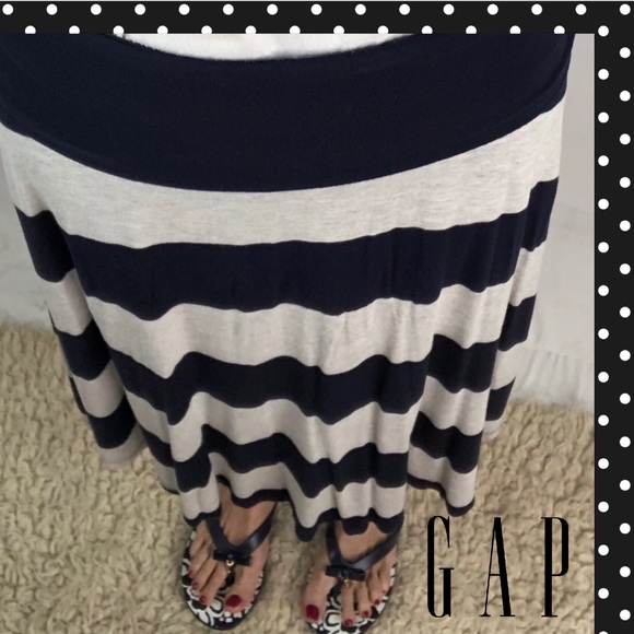 Gap Navy & Gray Striped Maxi Skirt Size Large - Picture 2 of 8